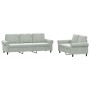 Sofagarnitur mit Kissen, 2-teilig, hellgrauer Samt von , Sofas - Ref: Foro24-3202250, Preis: 558,14 €, Rabatt: %