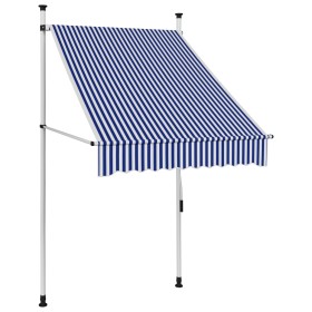 Manual retractable awning 100 cm blue and white striped by , Awnings - Ref: Foro24-145829, Price: 65,30 €, Discount: %