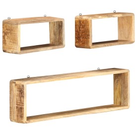 Juego de estantes cubo de pared 3 piezas madera maciza de mango de , Estantes y estanterías - Ref: Foro24-285844, Precio: 73,...