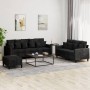 3-teilige Sofagarnitur aus schwarzem Samt mit Kissen von , Sofas - Ref: Foro24-3201735, Preis: 576,72 €, Rabatt: %