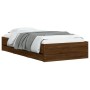 Oak brown engineered wood bed with drawers 90x190 cm by , Beds and slatted bases - Ref: Foro24-3207328, Price: 148,04 €, Disc...