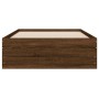 Oak brown engineered wood bed with drawers 90x190 cm by , Beds and slatted bases - Ref: Foro24-3207328, Price: 148,04 €, Disc...