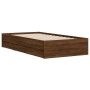 Oak brown engineered wood bed with drawers 75x190 cm by , Beds and slatted bases - Ref: Foro24-3207335, Price: 140,97 €, Disc...