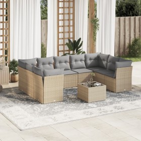 Gartensofa-Set mit beigen Kissen, 10-teilig, synthetisches Rattan von , Gartensets - Ref: Foro24-3249978, Preis: 671,99 €, Ra...