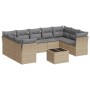 Gartensofa-Set mit beigen Kissen, 10-teilig, synthetisches Rattan von , Gartensets - Ref: Foro24-3249978, Preis: 686,31 €, Ra...