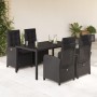 5-teiliges Gartenmöbel-Set mit schwarzen synthetischen Rattankissen von , Gartensets - Ref: Foro24-3212206, Preis: 722,39 €, ...