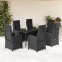 Set de comedor de jardín 7 pzas y cojines ratán sintético negro de , Conjuntos de jardín - Ref: Foro24-3212315, Precio: 942,3...