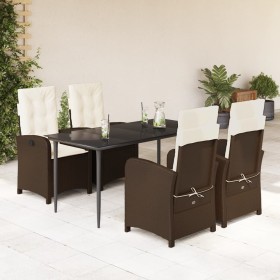 Set comedor de jardín 5 piezas y cojines ratán sintético marrón de , Conjuntos de jardín - Ref: Foro24-3212334, Precio: 674,6...