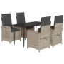 Set comedor de jardín 5 pzas cojines ratán sintético gris claro de , Conjuntos de jardín - Ref: Foro24-3212413, Precio: 651,9...