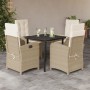 5-teiliges Garten-Essset mit beigen Kissen aus synthetischem Rattan von , Gartensets - Ref: Foro24-3212381, Preis: 599,74 €, ...