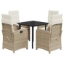 Set comedor de jardín 5 pzas con cojines ratán sintético beige de , Conjuntos de jardín - Ref: Foro24-3212381, Precio: 599,74...