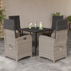 Garden dining set 5 pieces with light gray synthetic rattan cushions by , Garden sets - Ref: Foro24-3212411, Price: 608,84 €,...