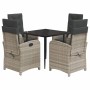 Garden dining set 5 pieces with light gray synthetic rattan cushions by , Garden sets - Ref: Foro24-3212411, Price: 608,84 €,...