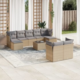 Gartensofa-Set mit beigen Kissen, 10-teilig, synthetisches Rattan von , Gartensets - Ref: Foro24-3250158, Preis: 655,43 €, Ra...