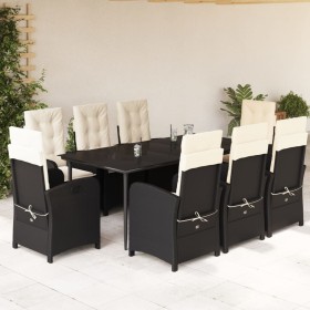 Set de comedor de jardín 9 pzas y cojines ratán sintético negro de , Conjuntos de jardín - Ref: Foro24-3212299, Precio: 1,00 ...