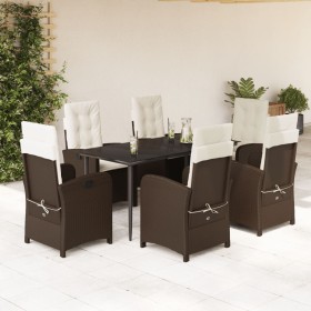 Set comedor de jardín 7 pzas con cojines ratán sintético marrón de , Conjuntos de jardín - Ref: Foro24-3212336, Precio: 939,9...