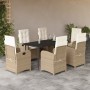 Set comedor de jardín 7 pzas con cojines ratán sintético beige de , Conjuntos de jardín - Ref: Foro24-3212376, Precio: 963,51...