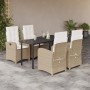 Set comedor de jardín 5 pzas con cojines ratán sintético beige de , Conjuntos de jardín - Ref: Foro24-3212383, Precio: 649,38...