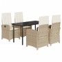 5-piece garden dining set with beige synthetic rattan cushions by , Garden sets - Ref: Foro24-3212383, Price: 649,38 €, Disco...