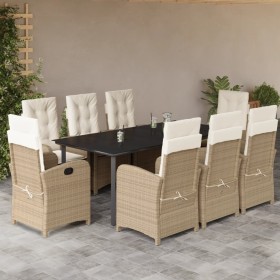 Set comedor de jardín 9 pzas con cojines ratán sintético beige de , Conjuntos de jardín - Ref: Foro24-3212388, Precio: 1,00 €...