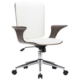 Swivel office chair synthetic leather curved wood white by vidaXL, Office chairs - Ref: Foro24-283133, Price: 141,99 €, Disco...