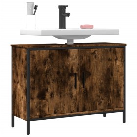 Engineered wood bathroom sink cabinet smoked oak 80x30x60 cm by , Dressing tables - Ref: Foro24-842453, Price: 66,45 €, Disco...