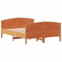 Bed frame with wax brown pine wood headboard 120x190 cm by , Beds and slatted bases - Ref: Foro24-3216187, Price: 201,39 €, D...