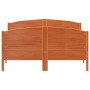 Bed frame with wax brown pine wood headboard 120x190 cm by , Beds and slatted bases - Ref: Foro24-3216187, Price: 201,39 €, D...