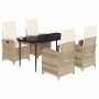 Set comedor de jardín 5 pzas con cojines ratán sintético beige de , Conjuntos de jardín - Ref: Foro24-3212374, Precio: 675,35...