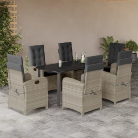 Set comedor jardín 7 pzas y cojines ratán sintético gris claro de , Conjuntos de jardín - Ref: Foro24-3212426, Precio: 1,00 €...