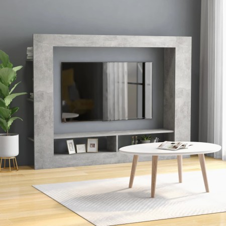 Concrete gray plywood TV cabinet 152x22x113 cm by , TV Furniture - Ref: Foro24-800742, Price: 93,35 €, Discount: %