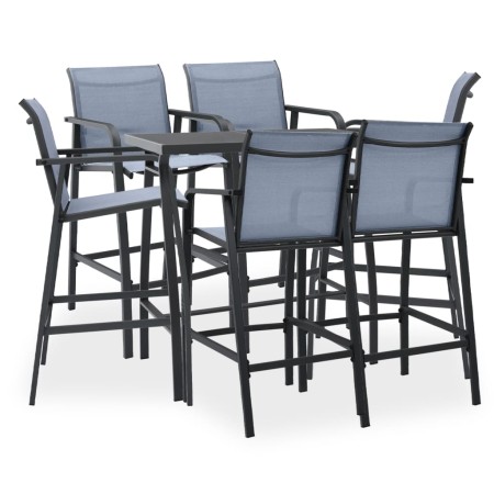 High table and garden bar stools 7 pieces black and gray by , Garden sets - Ref: Foro24-3073579, Price: 568,13 €, Discount: %