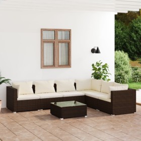 7-teiliges Gartenmöbel-Set und braune synthetische Rattankissen von , Gartensets - Ref: Foro24-3101730, Preis: 459,99 €, Raba...