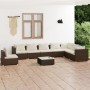 Set muebles de jardín 9 pzas y cojines ratán sintético marrón de , Conjuntos de jardín - Ref: Foro24-3102378, Precio: 664,52 ...