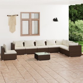 9-teiliges Gartenmöbel-Set und braune Kissen aus synthetischem Rattan von , Gartensets - Ref: Foro24-3102378, Preis: 583,99 €...