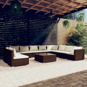 Set de muebles de jardín 11 pzas cojines ratán sintético marrón de , Conjuntos de jardín - Ref: Foro24-3102442, Precio: 869,9...