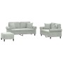 Sofa set with cushions 3 pieces light gray velvet by , Sofas - Ref: Foro24-3202240, Price: 573,60 €, Discount: %