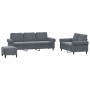 Dark gray velvet 3-piece sofa set with cushions by , Sofas - Ref: Foro24-3202261, Price: 642,33 €, Discount: %