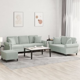 Sofa set with cushions 3 pieces light gray velvet by , Sofas - Ref: Foro24-3202280, Price: 637,13 €, Discount: %