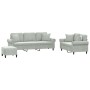 3-teilige Sofagarnitur aus hellgrauem Samt mit Kissen von , Sofas - Ref: Foro24-3202280, Preis: 637,13 €, Rabatt: %