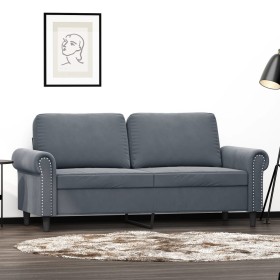 Dunkelgraues 2-Sitzer-Sofa aus Samt, 140 cm von , Sofas - Ref: Foro24-359530, Preis: 263,60 €, Rabatt: %