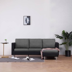 3-seater sofa with black synthetic leather cushions by , Sofas - Ref: Foro24-282287, Price: 418,14 €, Discount: %