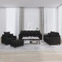 Black velvet 4-piece sofa set with cushions by , Sofas - Ref: Foro24-3201695, Price: 721,95 €, Discount: %