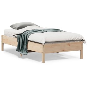 Solid pine wood bed frame 75x190 cm by , Beds and slatted bases - Ref: Foro24-842730, Price: 70,99 €, Discount: %