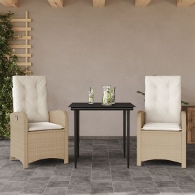 3-teilige Garten-Essgruppe mit beigen Kissen aus synthetischem Rattan von , Gartensets - Ref: Foro24-3212370, Preis: 365,07 €...