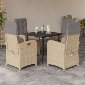 5-teiliges Garten-Essset mit beigen Kissen aus synthetischem Rattan von , Gartensets - Ref: Foro24-3212391, Preis: 630,35 €, ...