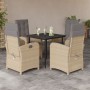 Set comedor de jardín 5 pzas con cojines ratán sintético beige de , Conjuntos de jardín - Ref: Foro24-3212391, Precio: 630,35...