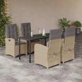 Set comedor de jardín 5 pzas con cojines ratán sintético beige de , Conjuntos de jardín - Ref: Foro24-3212403, Precio: 648,99...