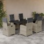 Garden dining set 7 pieces and light gray synthetic rattan cushions by , Garden sets - Ref: Foro24-3212417, Price: 980,28 €, ...