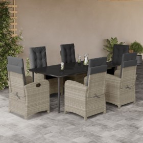 Garden dining set 7 pieces and light gray synthetic rattan cushions by , Garden sets - Ref: Foro24-3212417, Price: 980,99 €, ...